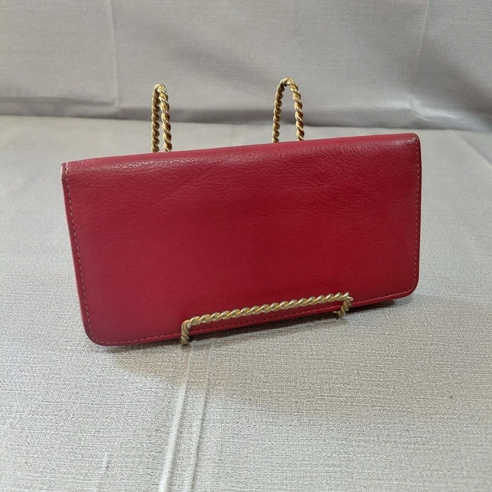 Vtg Paul & Harris Red Leather Bifold Organizer Wallet Travel Made in India